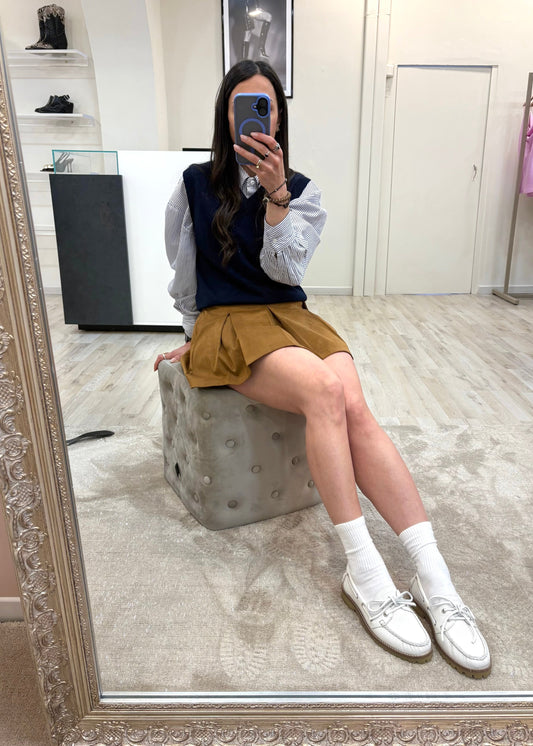 Gonna Scamosciata Cognac