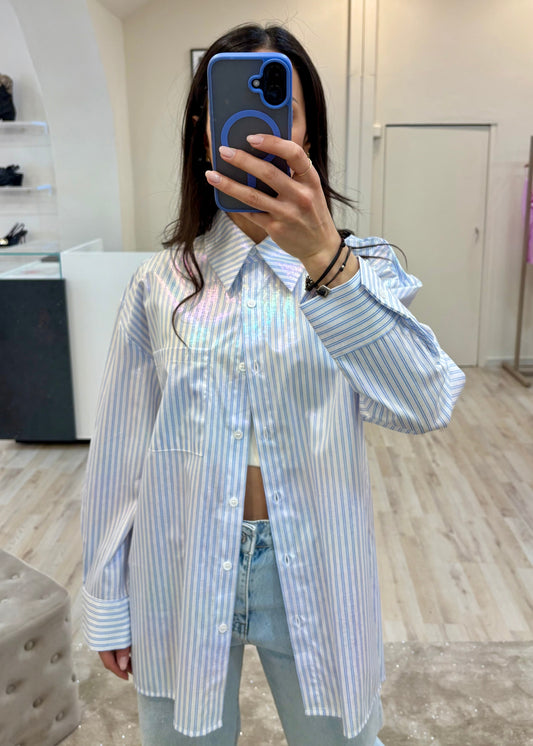 Camicia Over a Righe Azzurra