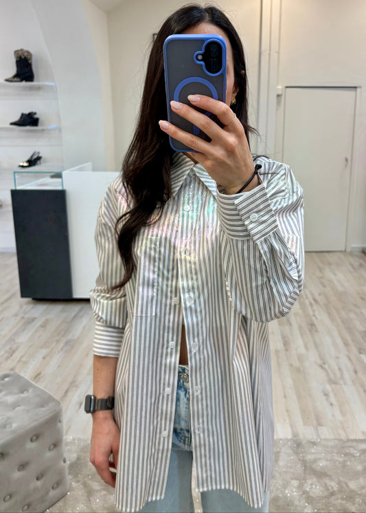 Camicia Over a Righe Nera
