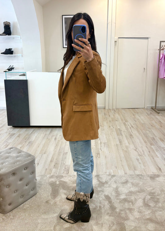 Giacca Scamosciata Cognac