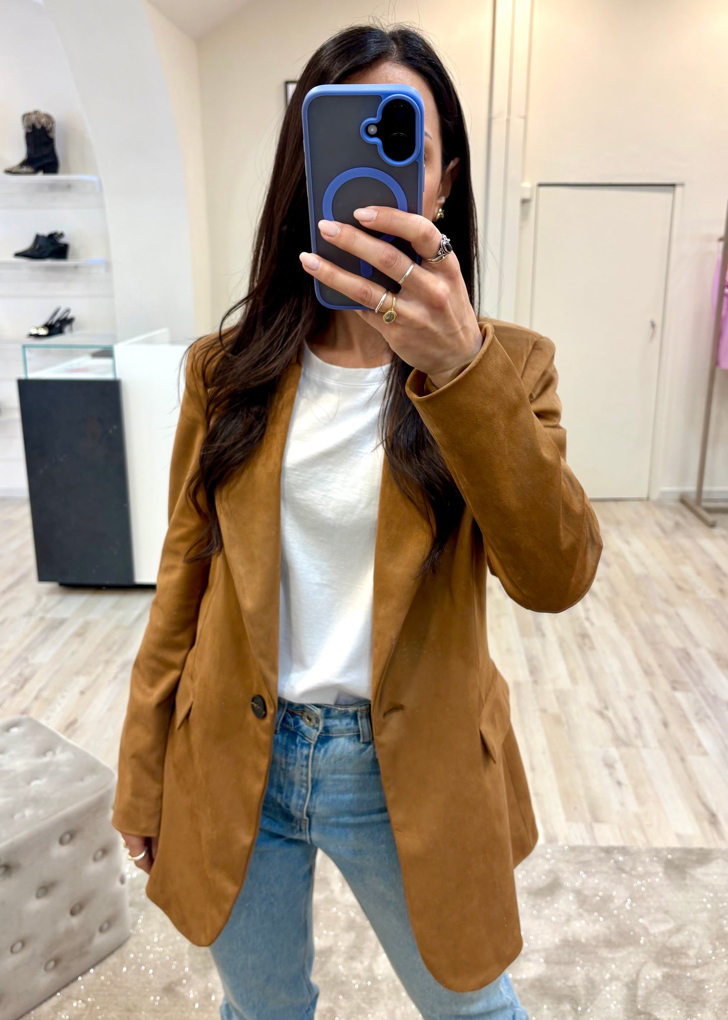 Giacca Scamosciata Cognac