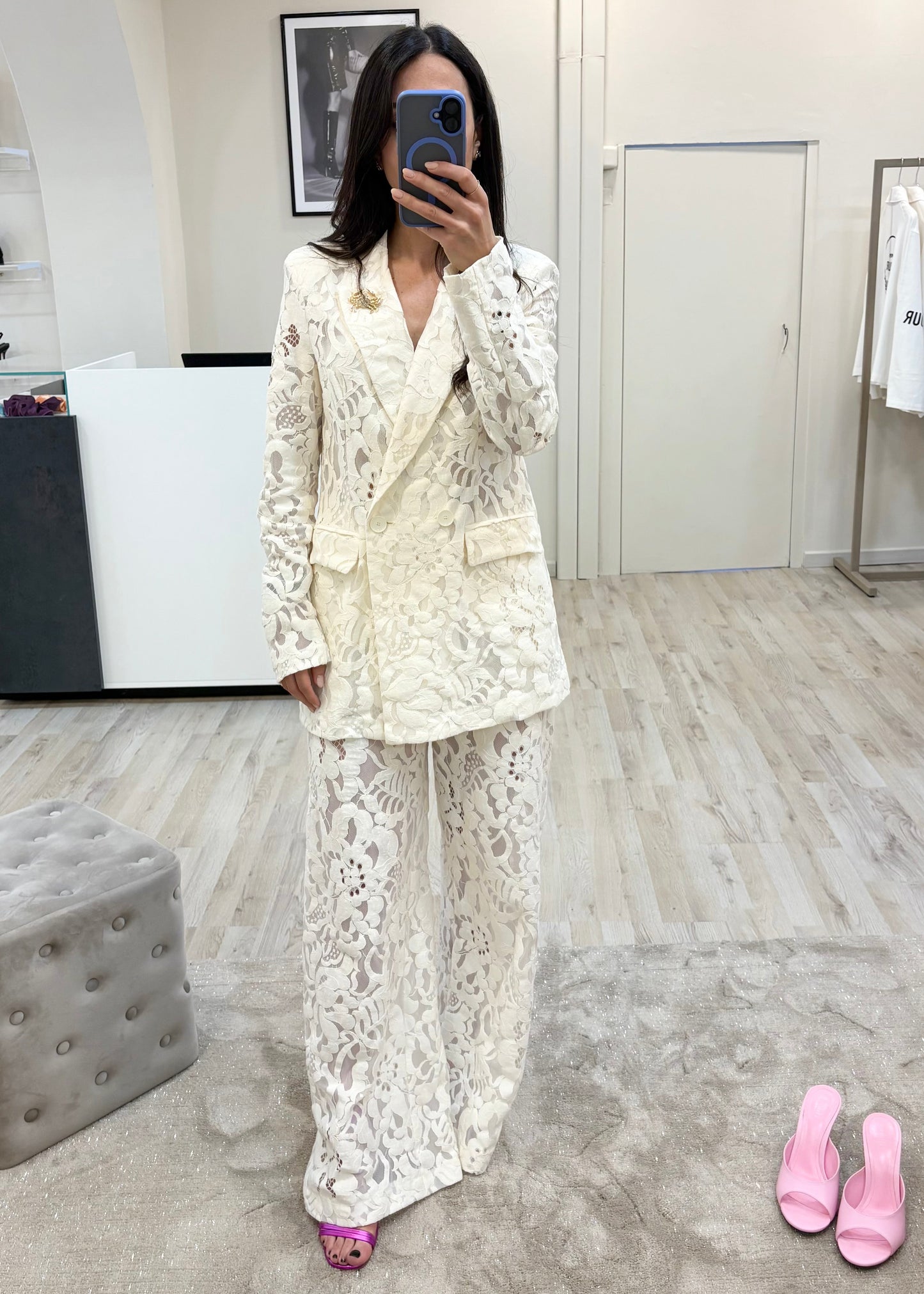 Blazer in Pizzo Avorio