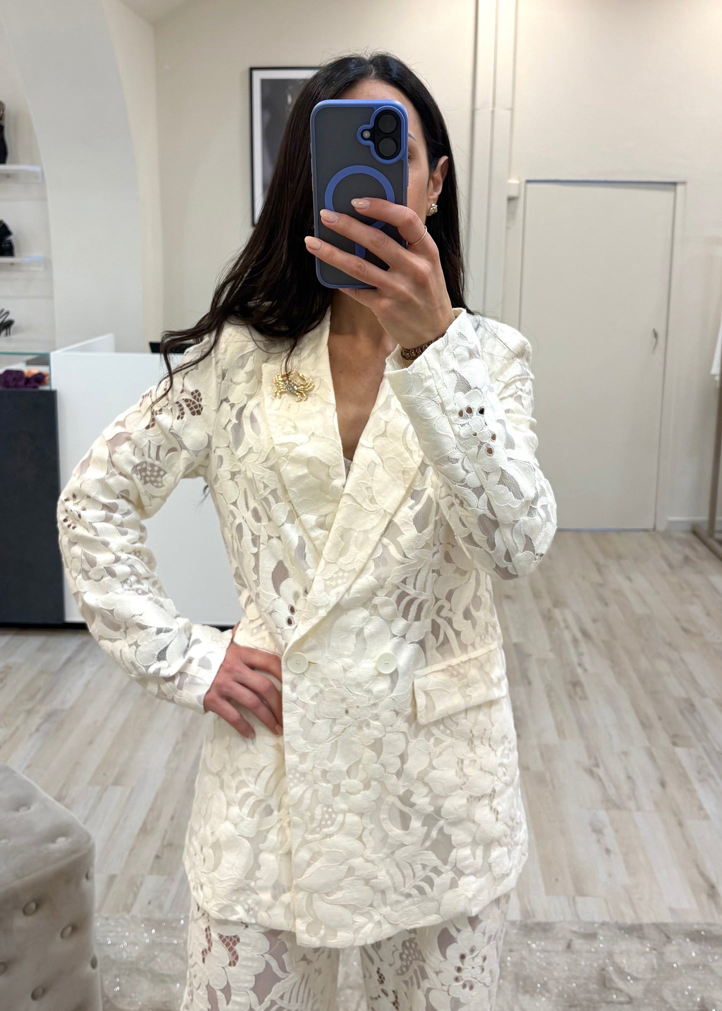 Blazer in Pizzo Avorio