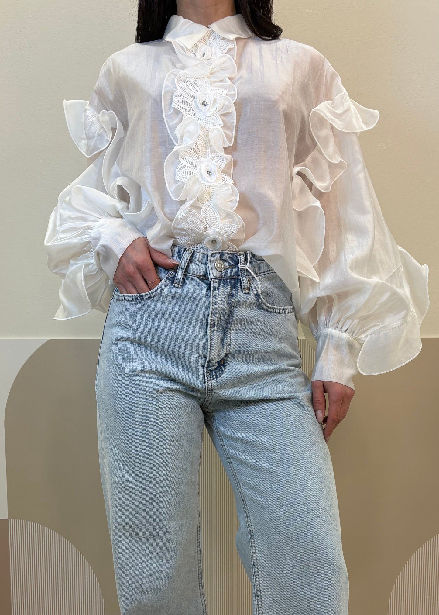 Camicia con Ruches e Pizzo